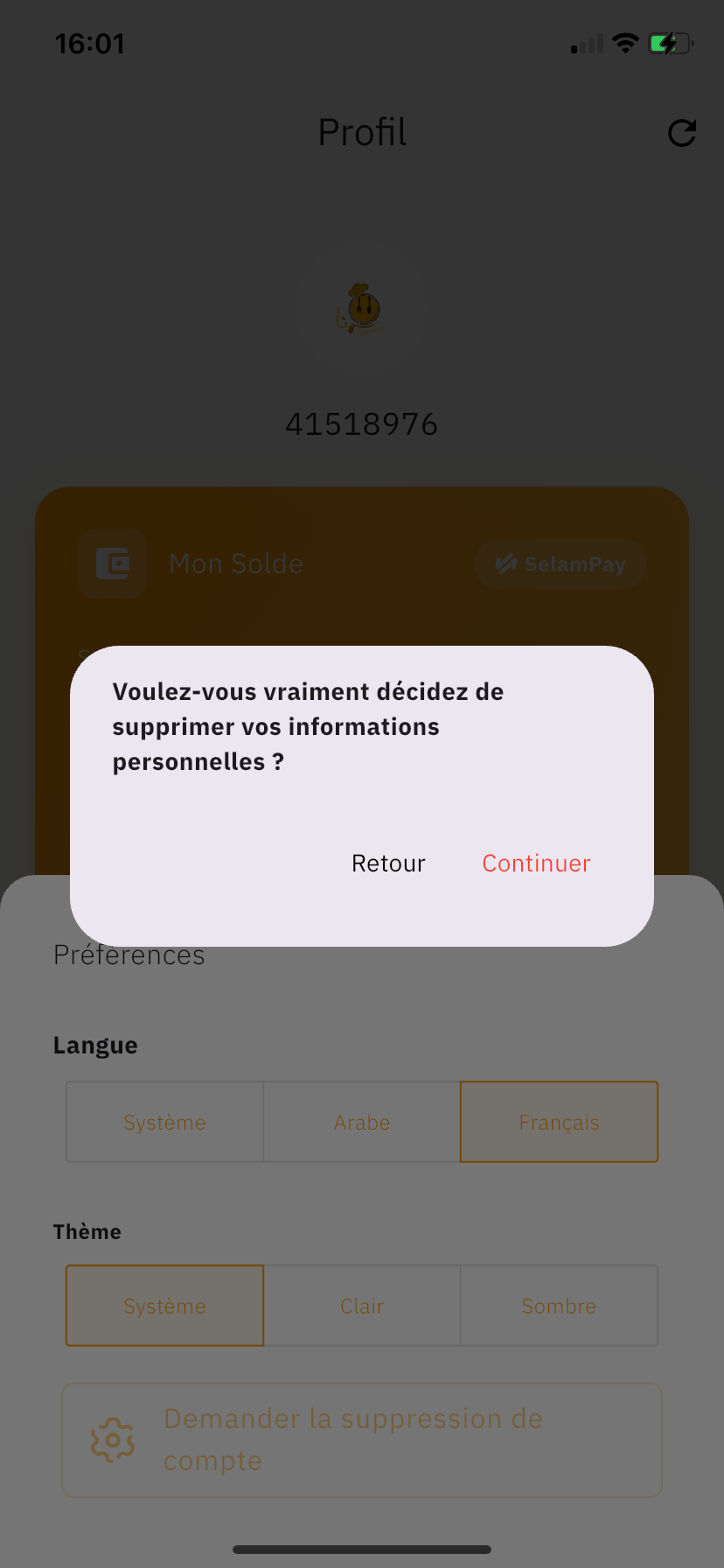 Confirmation de suppression